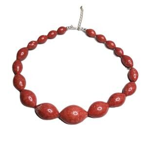 Jay King DTR Large Genuine Coral Statement Choker Necklace sterling Silver 925